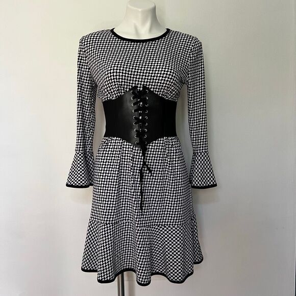 Michael MK Checkered Dress w/ corset belt Wednesday Bettlejuice - Picture 1 of 6